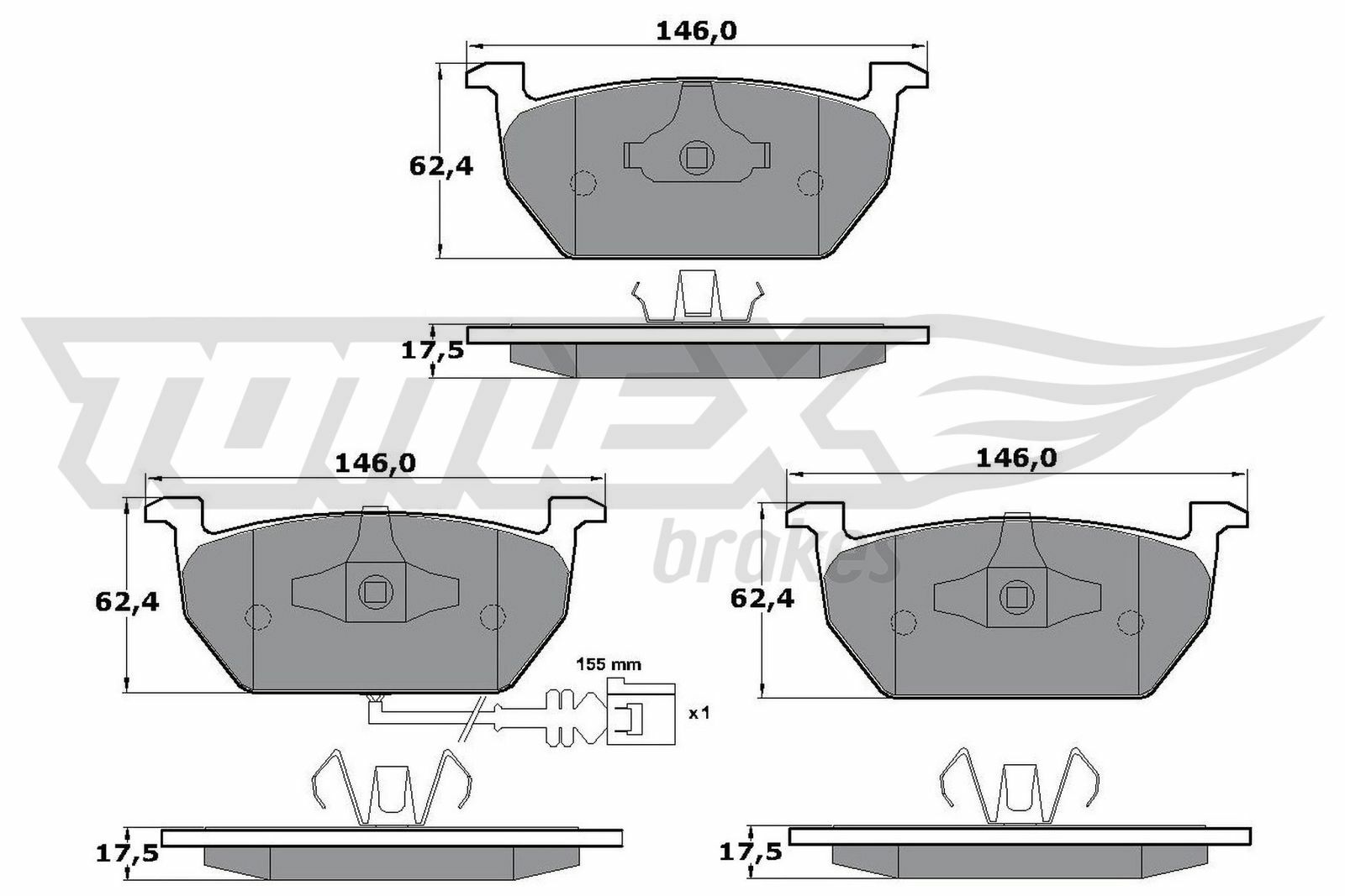 Sada brzdových destiček, kotoučová brzda TOMEX Brakes